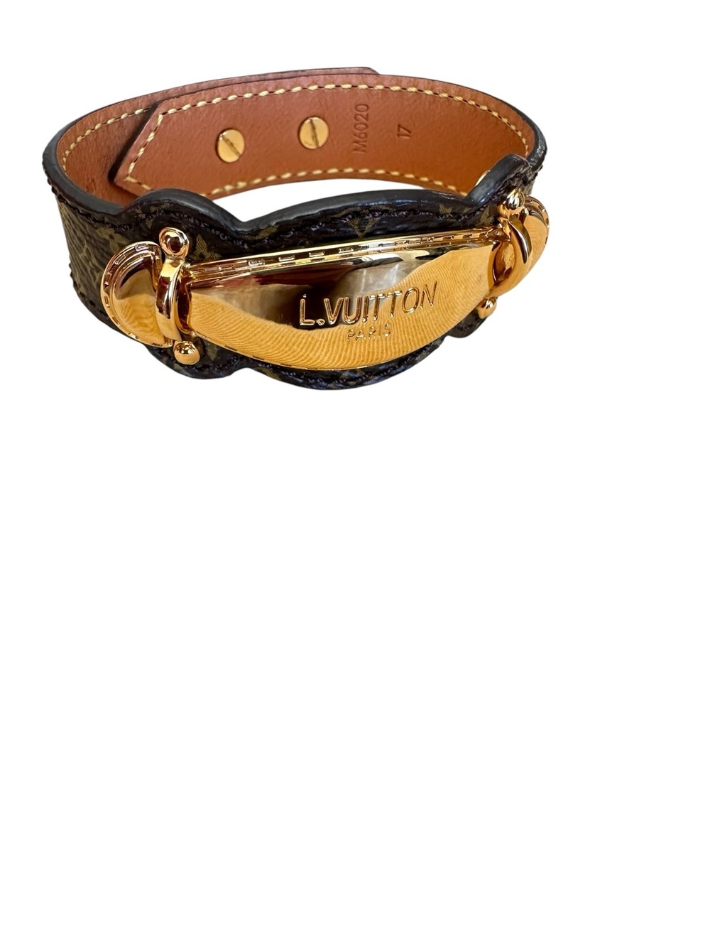 Louis Vuitton Mono Leather and Gold Plate Bracelet